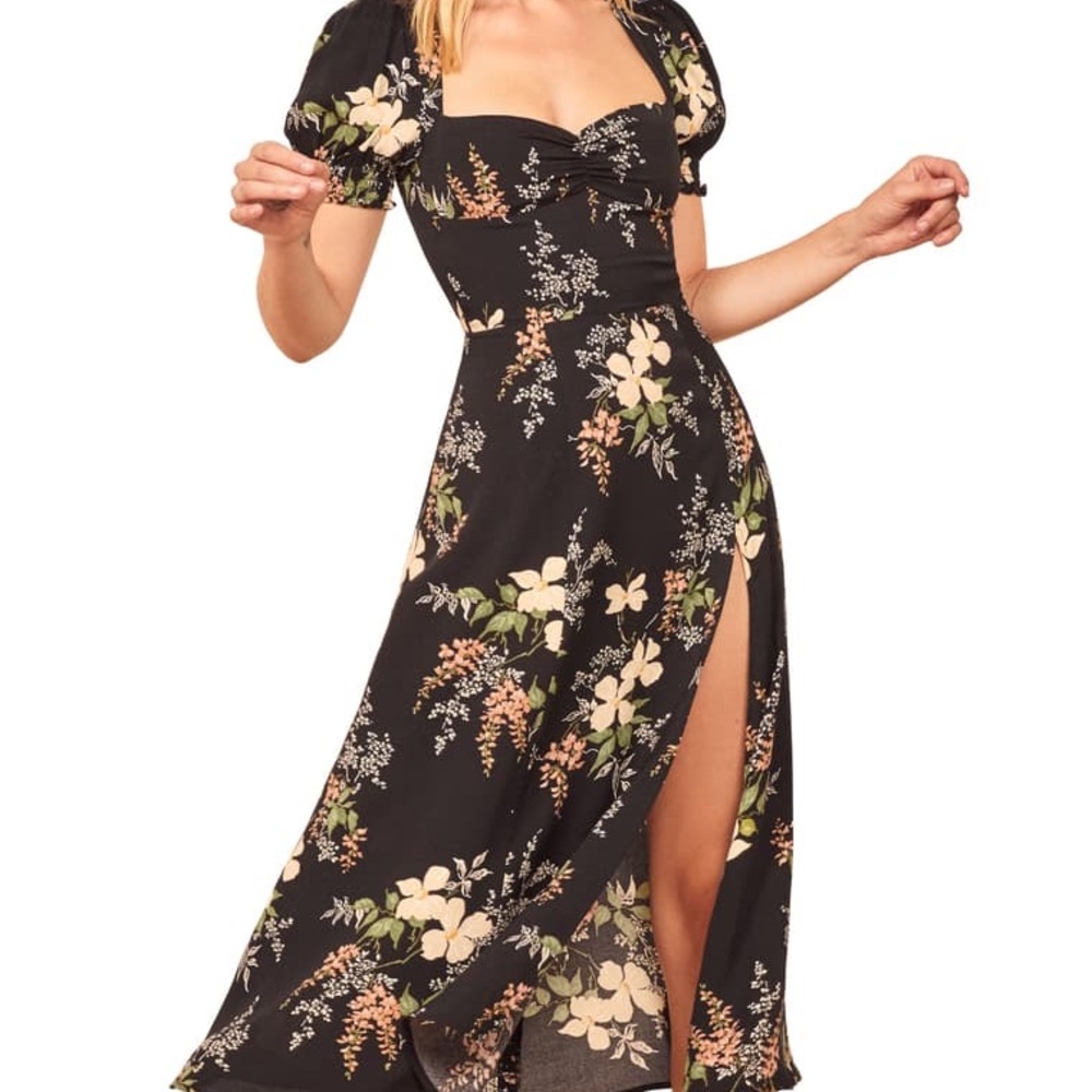 Reformation // Lacey Smocked Sleeve Dress SZ 8